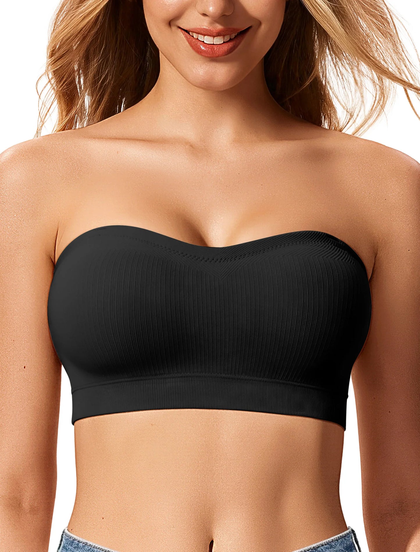Non-Slip Silicone-Lined Bandeau Bra